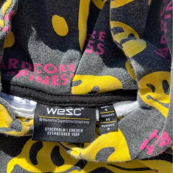 Men's Wesc Paradise Hoodie Multicolor Happy Face Logo S Pocket Streetwear Art - Picture 5 of 14